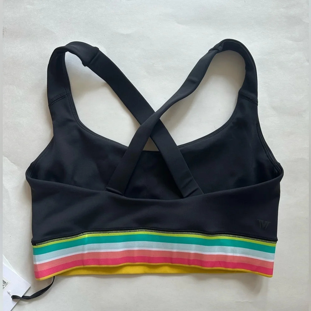 New IVL Collective Rainbow Stripe Sports Bra Size 10 L Black Maize Crossback - Picture 3 of 8